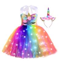 Vestido Costume ZeroStage Light Unicorn com faixa de cabeça de 3 a 8 anos Vestido Costume ZeroStage Light Unicorn com faixa de cabeça de 3 a 8 anos