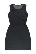 Vestido Cotton Jeans Preto com Babado - Big Bless