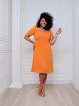 Vestido Crepe Duna Com Bordado Plussize