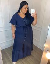 Vestido Crepe Duna com Cordão tam 54 Plus Size Vestido Crepe Duna com Cordão tam 54 Plus Size