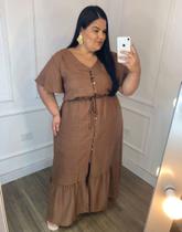 Vestido Crepe Duna com Cordão Tamanho 54 Plus Size Vestido Crepe Duna com Cordão Tamanho 54 Plus Size