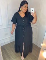 Vestido Crepe Duna com Cordão Tamanho 54 Plus Size Vestido Crepe Duna com Cordão Tamanho 54 Plus Size