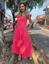 Vestido crepe manga dupla. Cor Pink