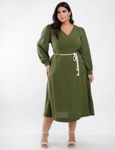 Vestido crepe verde dona charme