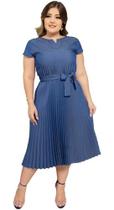 Vestido Cristão Jeans Leve Plissado Rodado