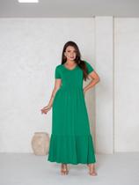 Vestido Cropped Decote em V com Manga Saia Uma Maria Vestido Cropped Decote em V com Manga Saia Uma Maria