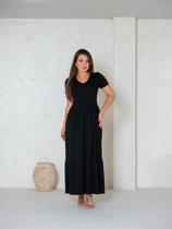 Vestido Cropped Decote em V com Manga Saia Uma Maria Vestido Cropped Decote em V com Manga Saia Uma Maria