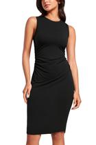 Vestido CRZ YOGA Butterluxe Midi Preto Sem Mangas com Franzidos M Vestido CRZ YOGA Butterluxe Midi Preto Sem Mangas com Franzidos M