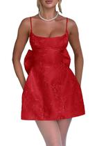 Vestido Cudiew Red Satin Jacquard Homecoming com laço 2024 Teens