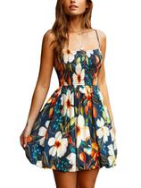 Vestido CUPSHE Floral Mini Tropical Bubble Bem Sem Mangas Azul Marinho Vestido CUPSHE Floral Mini Tropical Bubble Bem Sem Mangas Azul Marinho