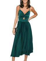 Vestido CUPSHE Midi Green Spaghetti com alças sem mangas para mulheres