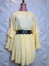 Vestido Curto Babado Duplo Lidia Boho elegante Seda Babado Vestido Noite Sessão de fotos Verão Primavera Outono