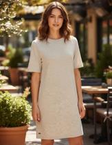 Vestido Curto Básico Com Bolsos E Mangas Curtas Em Malha LUNENDER 00590