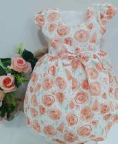 Vestido Curto Bebê Menina Estampado Floral Enxoval Verão