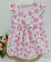 Vestido Curto Bebê Menina Estampado Floral Verão Enxoval - AG Baby
