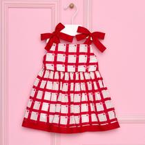 Vestido Curto Bebê Vermelho Estampado Quadrados Mon Sucré Vestido Curto Bebê Vermelho Estampado Quadrados Mon Sucré