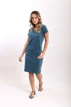 Vestido curto camisetão estonado jeans Vestido curto camisetão estonado jeans