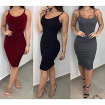 vestido curto canelado c/alça-tamanho unico