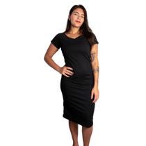 Vestido curto canelado nattier