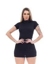 Vestido Curto Casual de Malha Canelada Premium Tendência Blogueira
