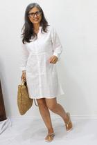 Vestido Curto Chemise Camisão 100 Algodão Renda Branco Vestido Curto Chemise Camisão 100 Algodão Renda Branco