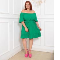 Vestido Curto Ciganha Plus Size Ombro a Ombro Tecido Viscolinho