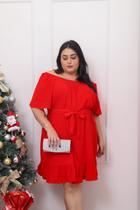 Vestido Curto Ciganha Plus Size Ombro a Ombro Tecido Viscolinho