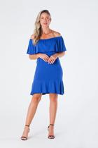 Vestido Curto Ciganinha com Babado - Azul Fátima Vestido Curto Ciganinha com Babado - Azul Fátima