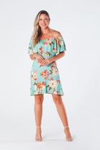 Vestido Curto Ciganinha com Babado Estampa Floral Michele Vestido Curto Ciganinha com Babado Estampa Floral Michele