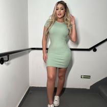 Vestido Curto com mangas Tecido Ribana Vestido Curto com mangas Tecido Ribana