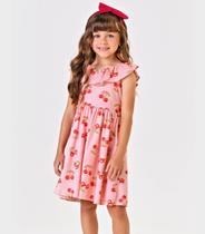 Vestido Curto Cotton Estampa Cereja Trick Nick Rosa