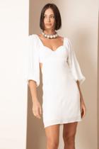 Vestido Curto Cut Out com Bojo Off White