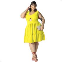 Vestido curto de alça larga detalhe busto lastex nas costas Plus size