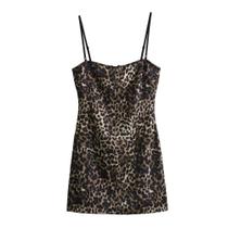 Vestido Curto De Cetim Com Estampa De Leopardo Sexy Produto Novo Primavera 2024