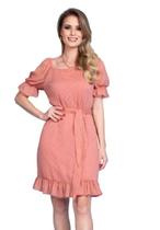 Vestido Curto de Chiffon Poá com Fios de Lurex