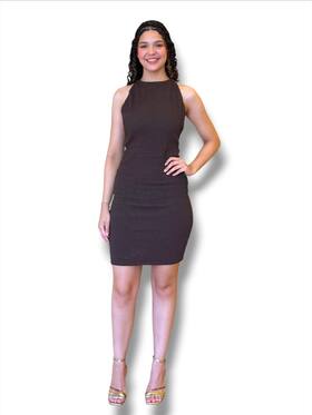 Vestido curto de malha com aviamento lp - - LANÇA PERFUME