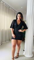 Vestido curto de paetê preto Vestido curto de paetê preto