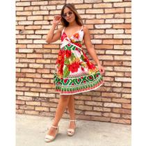 Vestido Curto de Viscolinho Estampado Soltinho Lila - Flores do Paraíso