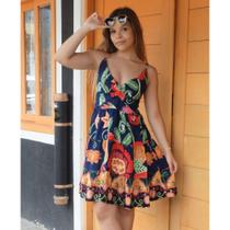 Vestido Curto de Viscolinho Estampado Soltinho Lila - Marinho Floral Vestido Curto de Viscolinho Estampado Soltinho Lila - Marinho Floral