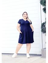 Vestido Curto Decote em V com Bolso