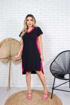 Vestido Curto Decote Em V Mullet Com Listra Lateral Cor:RosaTamanho:G