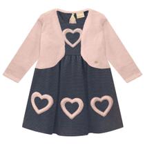 Vestido Curto e Bolero Pelo Quentinho Estiloso Coração Rosa Vestido Curto e Bolero Pelo Quentinho Estiloso Coração Rosa