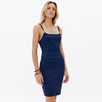 Vestido Curto Easy Lança Perfume Canelado Pr27 Azul Feminino