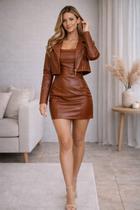 Vestido Curto em material sintético sem alça com Jaqueta