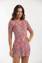 Vestido Curto em Tule Estampado