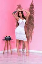 Vestido Curto Em Tule Transparente Drapeado