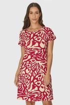 Vestido Curto Evasê Feminino Estampado Malwee em Viscose Stretch Vestido Curto Evasê Feminino Estampado Malwee em Viscose Stretch