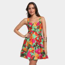 Vestido Curto Farm Floral Tropical Feminino