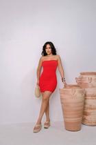 Vestido curto feminino coladinho sem alças festas Verão tubinho justo modelador Vestido curto feminino coladinho sem alças festas Verão tubinho justo modelador