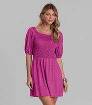 Vestido Curto Feminino em Visco Maquinetada Dianna Rosa Vestido Curto Feminino em Visco Maquinetada Dianna Rosa
